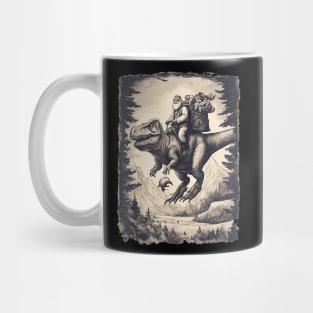 Father Christmas Riding A T-Rex Tyrannosaurus Dinosaur Mug